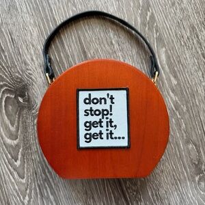 Wooden Clutch Purse with Graphic Patch